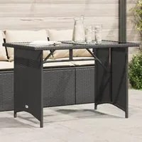 Tavolo da Giardino Piano in Vetro Nero 110x68x70 cm Polyrattan 366350