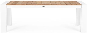 Tavolo allungabile CAMERON in alluminio bianco e legno teak 228&#215;100 cm &#8211; 294&#215;100 cm