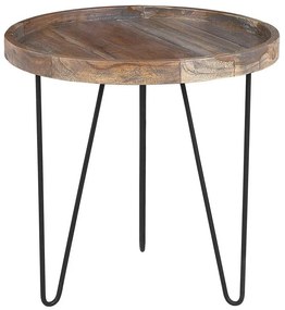 Tavolino legno scuro e nero ⌀  50 cm BONDISS Beliani