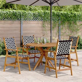 Set Da Pranzo Per Giardino 5 Pz İn Legno Massello Di Acacia /