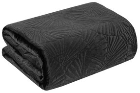 Copriletto nero in velluto pregiato con stampa di foglie di gingko Larghezza: 220 cm | Lunghezza: 240 cm