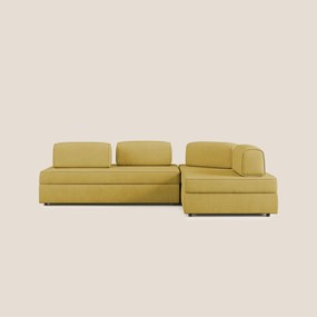 Liberty divano angolare con pouf estraibile e schienali movibili in tessuto morbido impermeabile T02