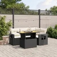 Set Divani da Giardino 5 pz con Cuscini in Polyrattan Nero 3271735