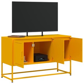 Mobile tv giallo senape 100,5x39x60,5 cm in acciaio