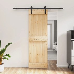 Porta Scorrevole Con Set Hardware 70x210 Cm Legno Massello Pino /