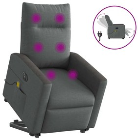 Poltrona Alzapersona Massaggi Elettrica Grigio Scuro Tessuto /
