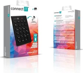 CONNECT IT CKB-0062-BK - Tastierino numerico senza fili 1xAAA nero