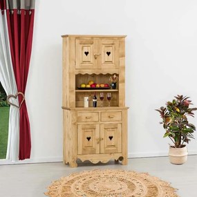 Credenza completa 4 ante con cuori, 2 cassetti e 2 vani - LM-C142