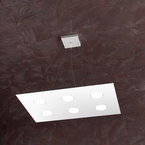 Lampadario Moderno Area Metallo Bianco 6 Luci Gx53