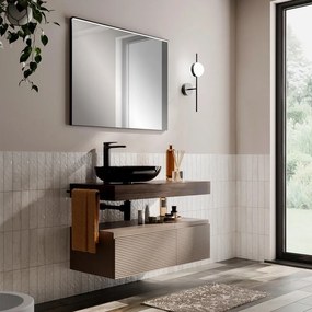 Mobile da bagno sotto lavabo Step taupe opaco L 100.3 x H 30 x P 46 cm 2 cassetti, lavabo non incluso