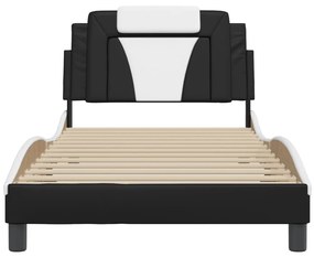 Giroletto con testiera nero e bianco 100x200 cm in similpelle