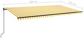 Tenda da Sole Retrattile Manuale 600x350 cm Gialla e Bianca