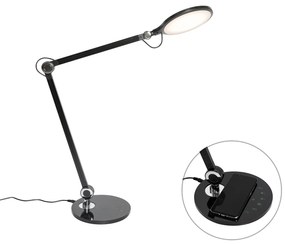 Lampada da tavolo di design nera con LED con sensore touch e ricarica a induzione - Don