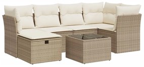 Set divani da giardino 7 pz con cuscini beige in polyrattan