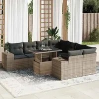 Set Divano da Giardino 9 pz con Cuscini Grigio in Polyrattan 3326771