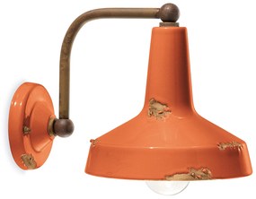 Applique Vintage Ceramica Arancio Curva 1 Luce E27