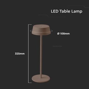Lampada da tavolo LED da esterno dimmerabile touch ricaricabile LED/2W/5V IP54 marrone