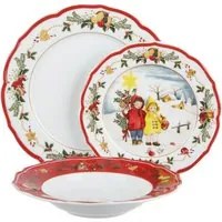 Set posto tavola 3 piatti Natale bambini rosso