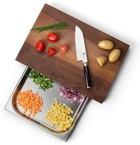 Continenta C4210 - Tagliere da cucina con ciotola in noce 39 x 27 cm