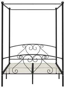 Letto a baldacchino nero in metallo 140x200 cm