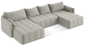 Divano angolare grigio chiaro allungabile/con contenitore (a U) Moku – Makamii