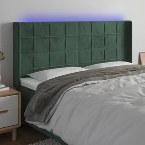 Testiera A Led Verde Scuro 163x16x118/128 Cm İn Velluto /