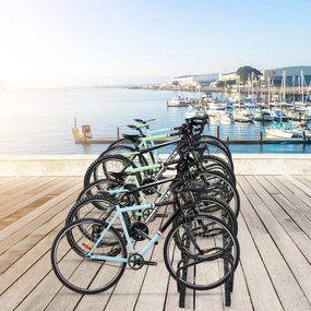 Costway Rastrelliera in telaio d'acciaio per biciclette, Portabiciclette parcheggio per 6 bici Nero