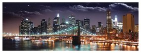 Stampa su tela Skyline New York di notte, multicolore 150 x 50 cm