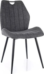 Sedia Arco Brego in tessuto grigio scuro e struttura in metallo nero opaco – 51x43x91 cm