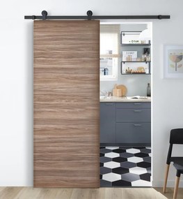 Porta scorrevole reversibile Foret in mdf marrone, L 92.5 x H 211.5 cm, con binario Industrial