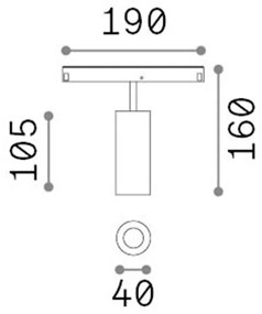 Faretto Binario Singolo Dali Ego Alluminio Nero 1 Luce 12W 3000K Luce Calda