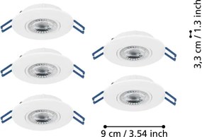 Eglo 300185 - SET da 5 faretti LED da incasso GEDREZ, LED 4,9W/230V, Ø 9 cm, bianco