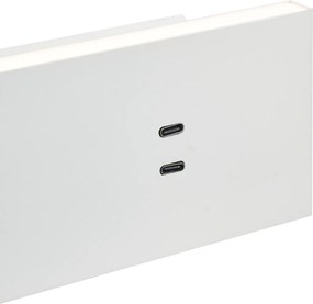 Set di 2 lampade da parete moderne bianche regolabili con USB-C incl. LED - Modric