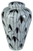 Vaso DKD Home Decor Porcellana Nero Bianco Orientale Foglia della pianta (23 x 23 x 33 cm)