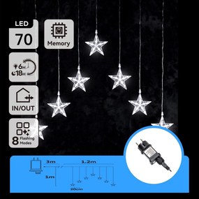 Aigostar - Catena luminosa LED per esterni 70xLED/230V 1,2x1m IP44, bianco freddo, effetto stelle