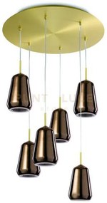 X-ray sospensione  rettangolare 6 luci vetri alti bronzo  montatura...