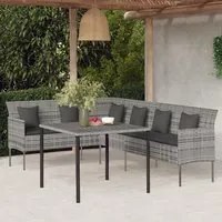 Set da Pranzo da Giardino 2 pz con Cuscini in Polyrattan Grigio 362339