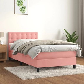 Giroletto A Molle Con Materasso Rosa 90x190 Cm İn Velluto /