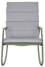Sedia a dondolo da giardino con cuscino Lyco NATERIAL con braccioli in acciaio, seduta in textilene verde