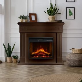 Camino elettrico da terra in legno Noce CAMBRIDGE 110x36x100h cm