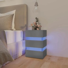 Comodino Con Luci Led Grigio 45x35x67 Cm İn Legno Multistrato /