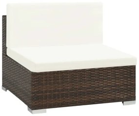 Set Divani da Giardino 6 pz con Cuscini in Polyrattan Marrone