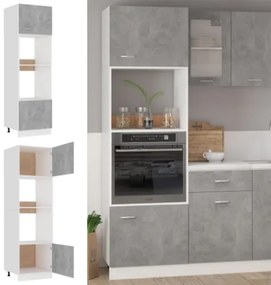 Armadio per Microonde Grigio Cemento 60x57x207 cm in Truciolato