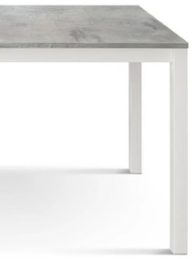 Tavolo RAVENNA in legno finitura grigio cemento e struttura in metallo bianco 80&#215;80 cm