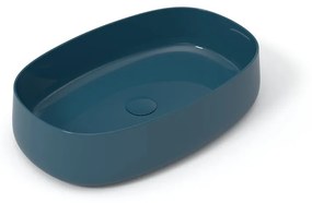 Lavabo da appoggio ovale in ceramica L 60 x H 15 x P 40 cm blu