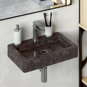 Lavello A Parete Nero 38x24x6,5 Cm İn Marmo /