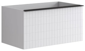 Mobile da bagno sotto lavabo Pixel grid bianco e maniglia alluminio nero laccato opaco L 80 x H 40 x P 45.5 cm 2 cassetti, lavabo non incluso