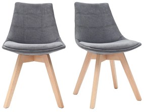 Set di 2 sedie scandinave in tessuto grigio scuro e legno MATILDE