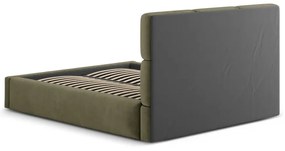 Letto matrimoniale imbottito verde con contenitore con rete inclusa 200x200 cm Libera – Windsor &amp; Co Sofas