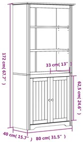 Libreria BODO 80x40x172 cm Legno Massello Pino Bianco e Marrone